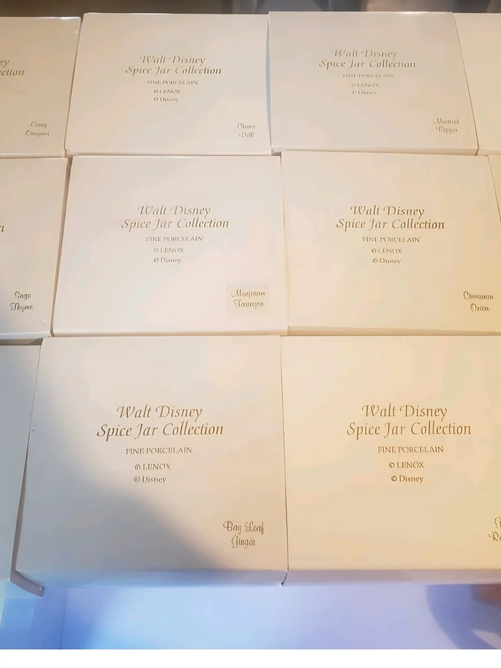 Disney Fine Porcelain Spice Jar Collection - White and Gold Accents